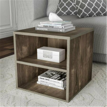FIXTURESFIRST End Table - Stackable Contemporary Minimalist Modular Cube Accent Table with Double Shelves, Gray FI2056394